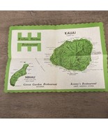 Vintage 1976 Hawaii Map of Kauai From Green Garden Restaurant &amp; Kenny&#39;s - $8.00