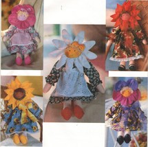 17&quot; Stuffed Rag Dolls Flower Sunbonnet Pansy Rose Daisy Bonnets Sew Pattern - £11.00 GBP