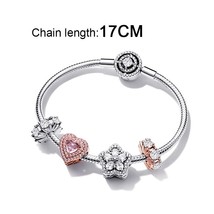 Charm S925 Silver Bracelet Rose Color Beaded True Love Eternal Set Christmas Cou - £93.18 GBP