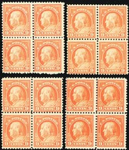 509, Mint FVF NH 9¢ Four Blocks of 4 Franklin Stamps CV $400.00 ** Stuart Katz - £137.66 GBP