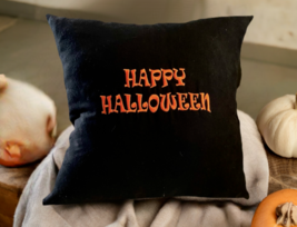 Halloween Decoration Embroidered Halloween Accent Pillow Cover Pillow Covers - £19.26 GBP