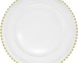 Ms Lovely Clear Glass Charger 12.6 Inch Dinner Plate With Beaded Rim - S... - $46.74