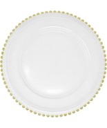 Ms Lovely Clear Glass Charger 12.6 Inch Dinner Plate With Beaded Rim - S... - £36.75 GBP