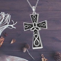 Celtic Cross Urn Necklace for Women Sterling Silver Celtic Necklace for Ashes Cr - £87.26 GBP