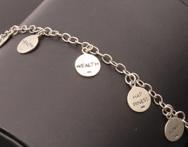 925 Silver - Vintage Chinese Words Written Dangling Charm Bracelet - BT9936 - £63.73 GBP