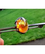 Mexican Fire Opal Cabochon Sterling Silver Bar Pin Brooch - $80.75