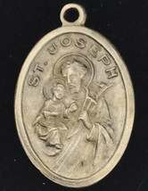 Catholic Medal Charm Saint Joseph Pray For Us Vintage Christian - £6.98 GBP