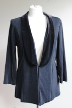 Travelers Chico&#39;s 1 (M 8) Black Velvet Shawl Collar Jacket Blazer USA Made - £22.25 GBP