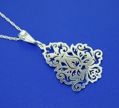 935 Argentium Sterling Laser Cut Pendant Chrysanthemum Flower (#J4409) - $1,790.38 MXN