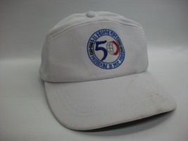 Korean War 50 Freedom Is Not Free Hat VTG White Strapback Baseball Cap w/ Zipper - £15.72 GBP