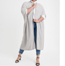 NWT New Womens XL 1X Ryllace Plus 100% Cashmere Open Sweater Duster Gray Long - £272.19 GBP