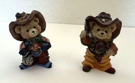 Cowboy Bears Resin Figurine 3&quot; Traditional Country Whimsical Decor - $11.76