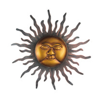 Scratch &amp; Dent Copper and Gold Tone 16 Inch Diameter Metal Sun Wall Plaque - £23.29 GBP