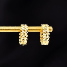10ct Solid Gold Twin Mirror Cut Discs Huggie Hoops Earrings, 10K, shiny, unisex - £119.18 GBP