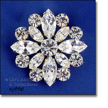 Signed Eisenberg Ice Clear Rhinestones Pin Wedding Brooch (#J990)  - £47.45 GBP