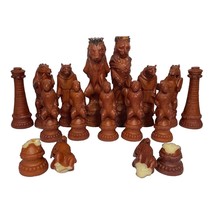 15x RARE Vintage Reynard the Fox Ruddy Resin Chess Set Figures HTF Rabbit Pawns - $89.04