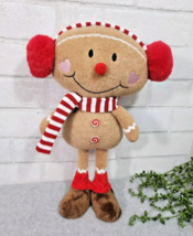 Gingerbread Girl Plush Figure Standing Christmas Hearts Candy Buttons 15... - $34.99