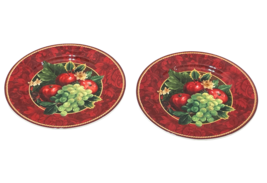 Hallmark by Sakura Holiday Abundance Luncheon Plate Pair (2) Apples Red 8.5&quot; - £14.24 GBP