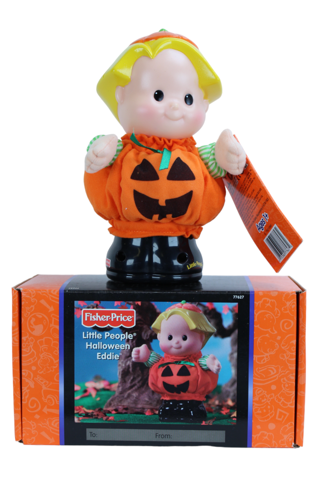 NEW 1999 Fisher Price Little People Halloween Eddie Pumpkin 8" Costume w/ Sounds - $13.82