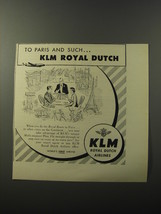 1953 KLM Airlines Ad - To Paris and such.. KLM Royal Dutch - £13.99 GBP