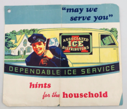 VTG 1950&#39;s Associated Ice Distributors Hints for the Household Advertising Flyer - £7.58 GBP