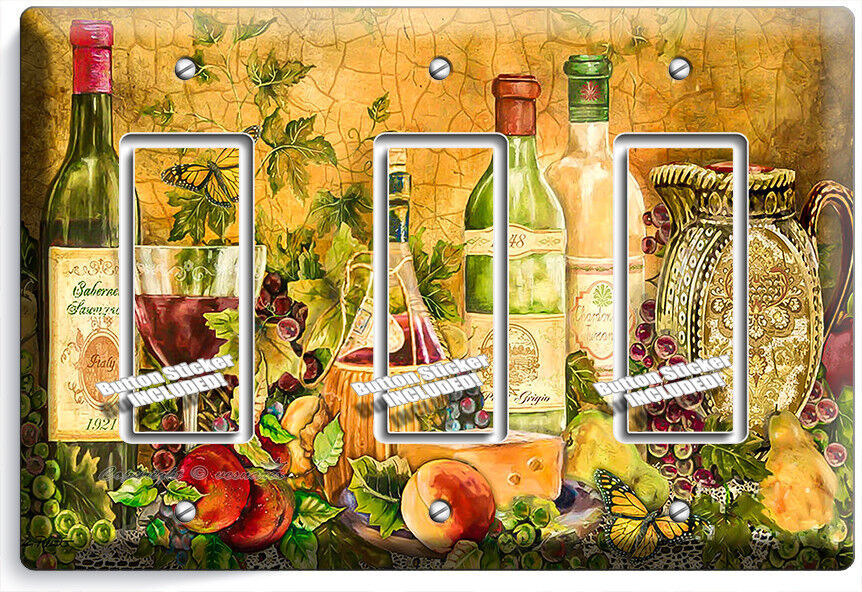 RUSTIC TUSCAN KITCHEN WINE BOTTLE WINE GLASS LIGHT SWITCH OUTLET ART WALL PLATES Item image 7