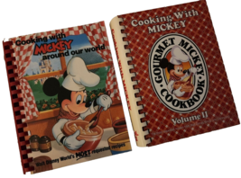 VTG Set 2 Cooking with Mickey Mouse Disney Cookbook Around the World Vol 1 &amp; 2 - £39.55 GBP