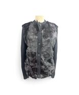 Barneys New York Black Knit Wool and Goat Skin Fur Panel Sweater Jacket ... - $34.64