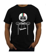 Vespa scooter mustache biker black T-Shirt - $25.80 CAD