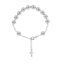 Spiritual Cross Rosary Style Sterling Silver Bracelet - £31.31 GBP
