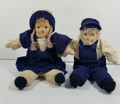 Cloth Girl and Boy Dolls Handmade Clothing Blue Eyes Dutch Shelf Sitter - £14.90 GBP