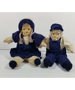 Cloth Girl and Boy Dolls Handmade Clothing Blue Eyes Dutch Shelf Sitter - £14.79 GBP