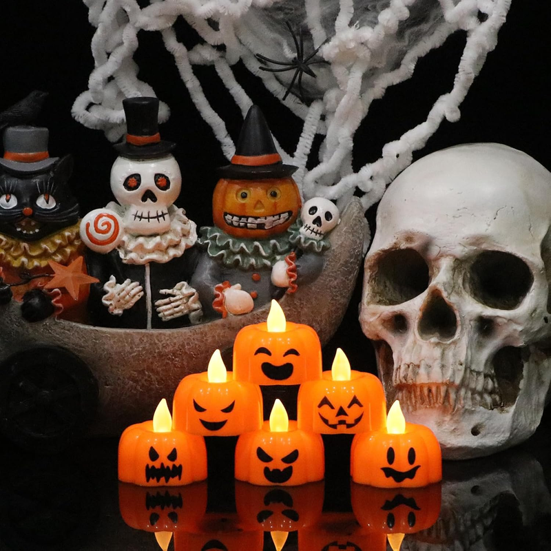 Eldnacele Halloween Pumpkin Lights Flameless Candles 6H Timer, Battery Operated  Item image 5
