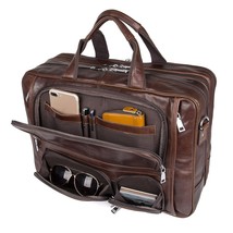 Business Travel Briefcase Genuine Leather Duffel Bags For Men Laptop Bag Fits 15 - £188.72 GBP