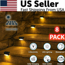 8 Pack New Solar Deck Lights Outdoor Waterproof LED Steps Lamps for Stairs Fence - £10.26 GBP