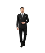 Men RENOIR Dressy Suit Separates Solid Slim Fit 201-1 Black Double Breasted - $135.99