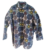 Visconti Black Cotton Shirt Mens 2XLB Abstract Circles Button-Down Color Blue - £35.02 GBP