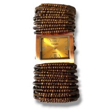 Varsales Safety Pin Brown Beaded Band Quartz Watch D3438-10 Needs Battery - £11.61 GBP