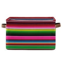 Storage Basket Mexican Serape Blanket Stripes Colorful Storage Bin With Handle,  - £31.16 GBP