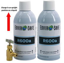 R600a Modern Refrigerant, Convenient (UPRIGHT CAN!) 2 cans &amp; Top Tap Kit #8094 - £23.95 GBP