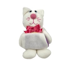 Purr Tenders Cat Mouse Sock Ems White Purple Plush 80s Hallmark Stuffed Animal - £7.80 GBP