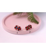 Embroidery Stud Earrings, Cross Stitch Ethnic Earrings, Modern Earrings - $21.00