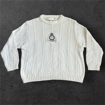 VTG St. John Sport Marie Gray Cable Knit Pull Over Sweater Sz P White Ma... - $49.45