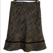 Gap Wool Blend Tweed Skirt Flare Velvet Trim Y2K Lined Black White Size 1 - £11.76 GBP