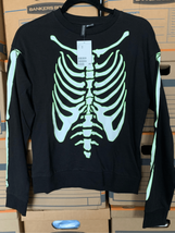 H&amp;M Skeleton Shirt-DIVIDED Heavyweight NWT XSmall Glow in the Dark L/S Halloween - £13.49 GBP