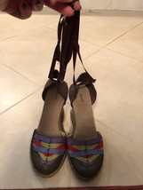 EUC Marc by Marc Jacobs Wedge Espadrilles &quot;Rossimoda&quot; Taffeta Lame SZ 7 - $74.25