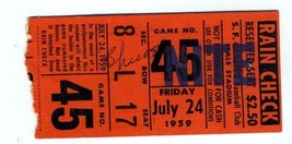 1959 San Francisco Giants Chicago Cubs Ticket Willie Mays Ernie Banks  - £66.58 GBP