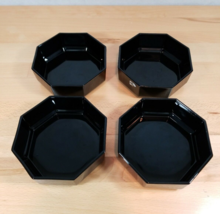 ARCOROC France Octime Black Octagon Small Bowl Soup Vintage Dinnerware set of 4 - £15.84 GBP