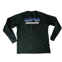 Patagonia Organic Cotton Tee Mens Back Logo Long Sleeve Size L Dark Green - $19.79