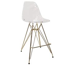 LeisureMod Counter Height Bar Stool  Transparent Black Acrylic Seat, Go... - $106.43